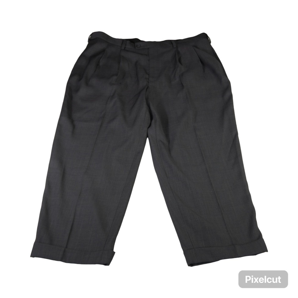 John Henry Dress Pants Mens 40x30 Black Pleated Career Formal Straight Leg